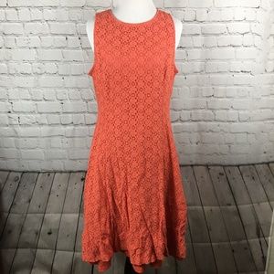 London Times Fit and Flare Coral Dress | Size 14